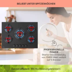 Firetale Gaskochfeld 5-flammig 70 Cm Aluminium-Brenner Inkl. Schlauch Und Druckminderer 2 Firetale Gaskochfeld 5-flammig 70 Cm Aluminium-Brenner Inkl. Schlauch Und Druckminderer -Klarstein Verkaufs 10041300 de 0003 usp