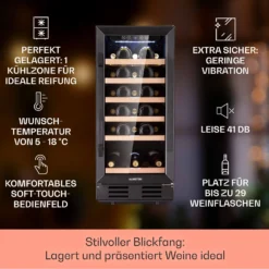 Vinovilla 29 Built-In Weinkühlschrank 81 L / 29 Fl. 1 Zone Glastür Edelstahl 1 Vinovilla 29 Built-In Weinkühlschrank 81 L / 29 Fl. 1 Zone Glastür Edelstahl -Klarstein Verkaufs 10041309 de 0002 logo