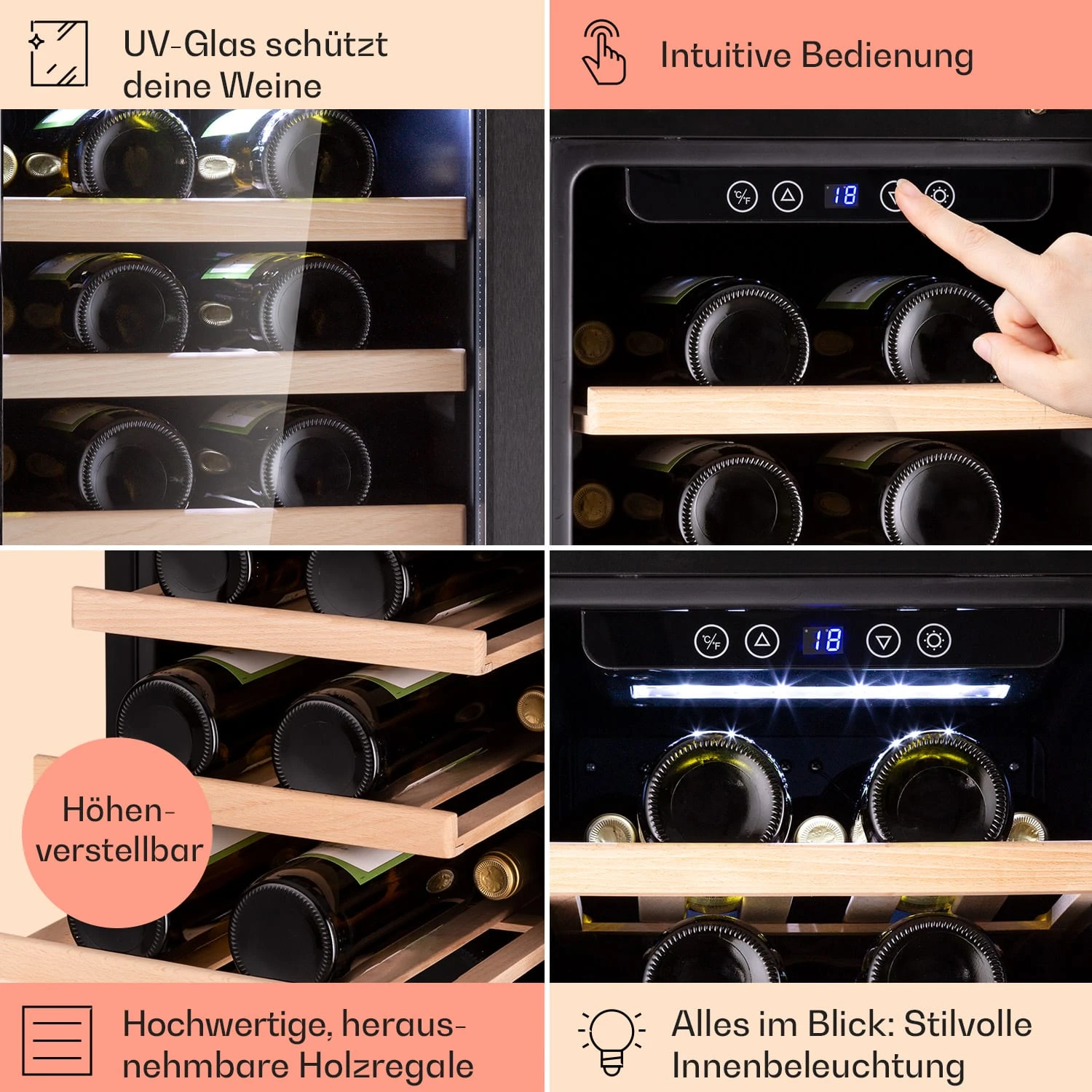 Vinovilla 29 Built-In Weinkühlschrank 81 l / 29 Fl. 1 Zone Glastür Edelstahl Vinovilla 29 Built-In Weinkühlschrank 81 L / 29 Fl. 1 Zone Glastür Edelstahl -Klarstein Verkaufs 10041309 de 0005 logo