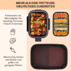 Combo Air Grill-Heißluftfritteuse 5 Programme 1500 Watt 4,5 L Grillkorb 2,5 L Frittierkorb -Klarstein Verkaufs 10041330 de 0004 usp