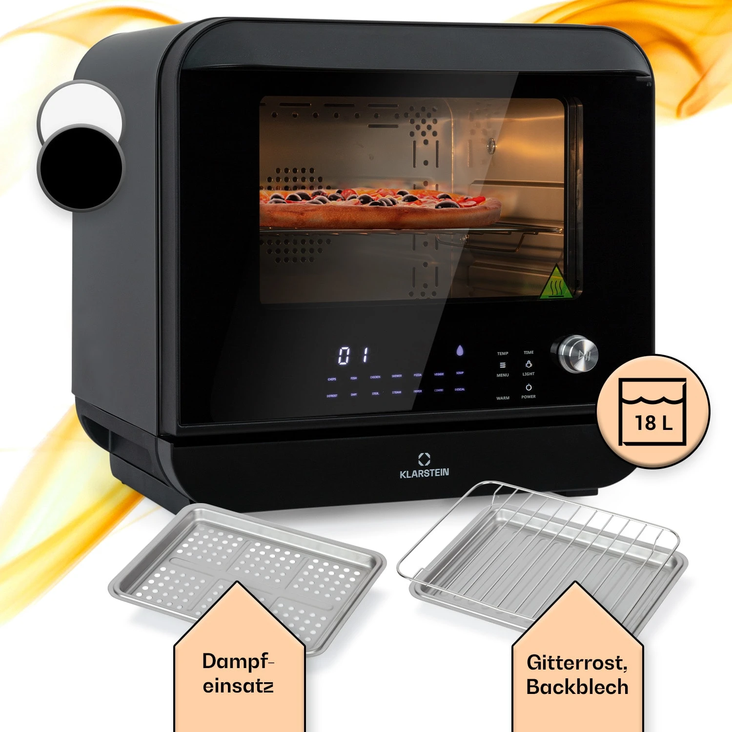 Vita Pro Heißluftfritteuse Dampfgaren 2450 W 18 Ltr 800 ml Wassertank Vita Pro Heißluftfritteuse Dampfgaren 2450 W 18 Ltr 800 Ml Wassertank -Klarstein Verkaufs 10041333 de 0001 main