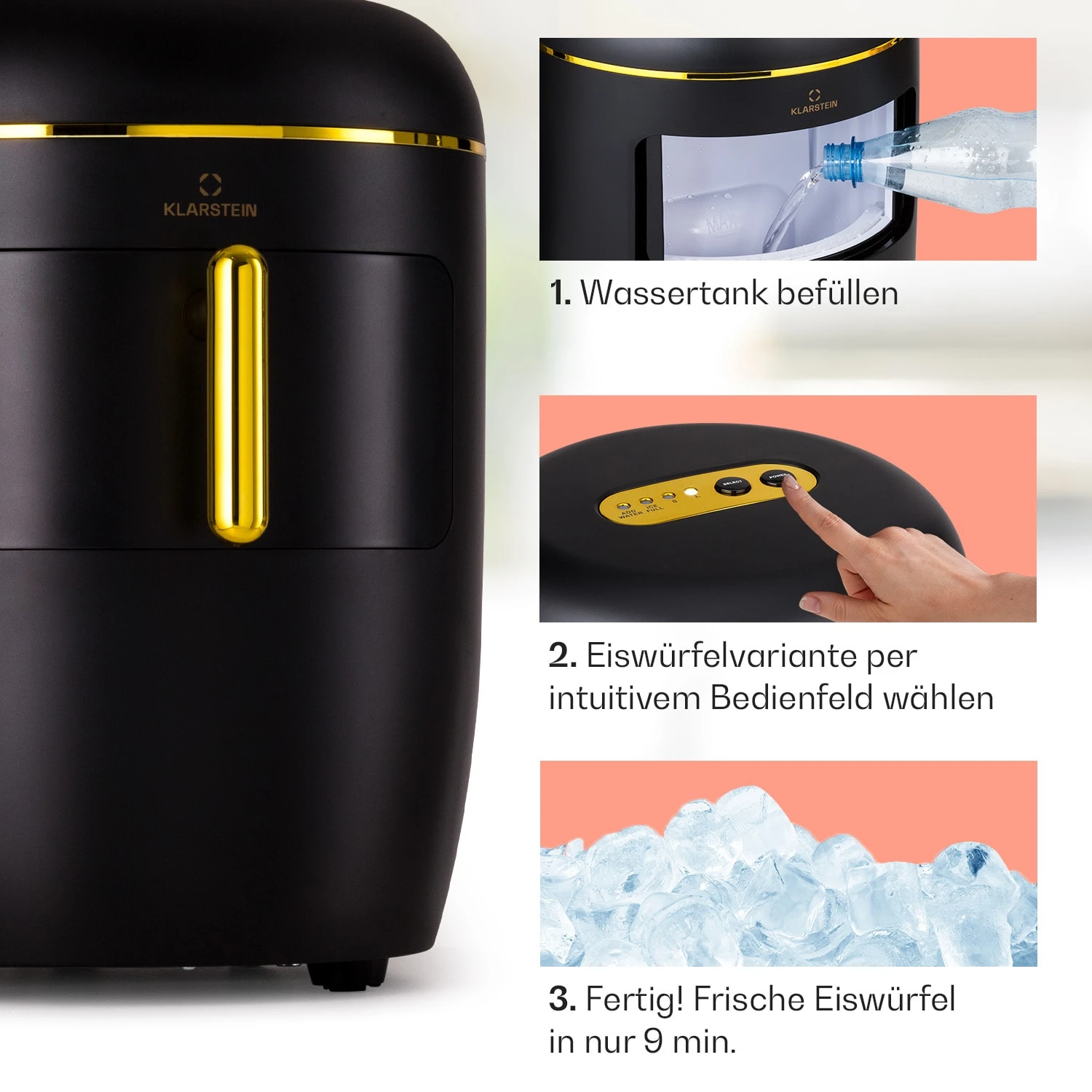 Passau Eiswürfelmaschine 2 Größen 15 kg/24 h Auto-Clean Passau Eiswürfelmaschine 2 Größen 15 Kg/24 H Auto-Clean -Klarstein Verkaufs 10041343 de 0004 logo