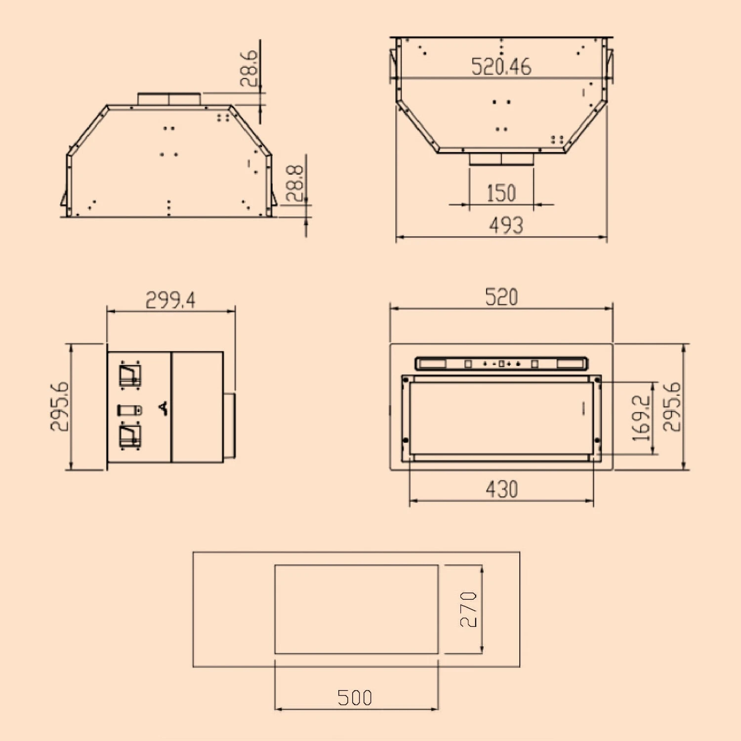 Camila Dunstabzugshaube Einbau 52 cm 397 m³/h LED Touch Edelstahl Camila Dunstabzugshaube Einbau 52 Cm 397 M³/h LED Touch Edelstahl -Klarstein Verkaufs 10041345 yy 0011 dimensions