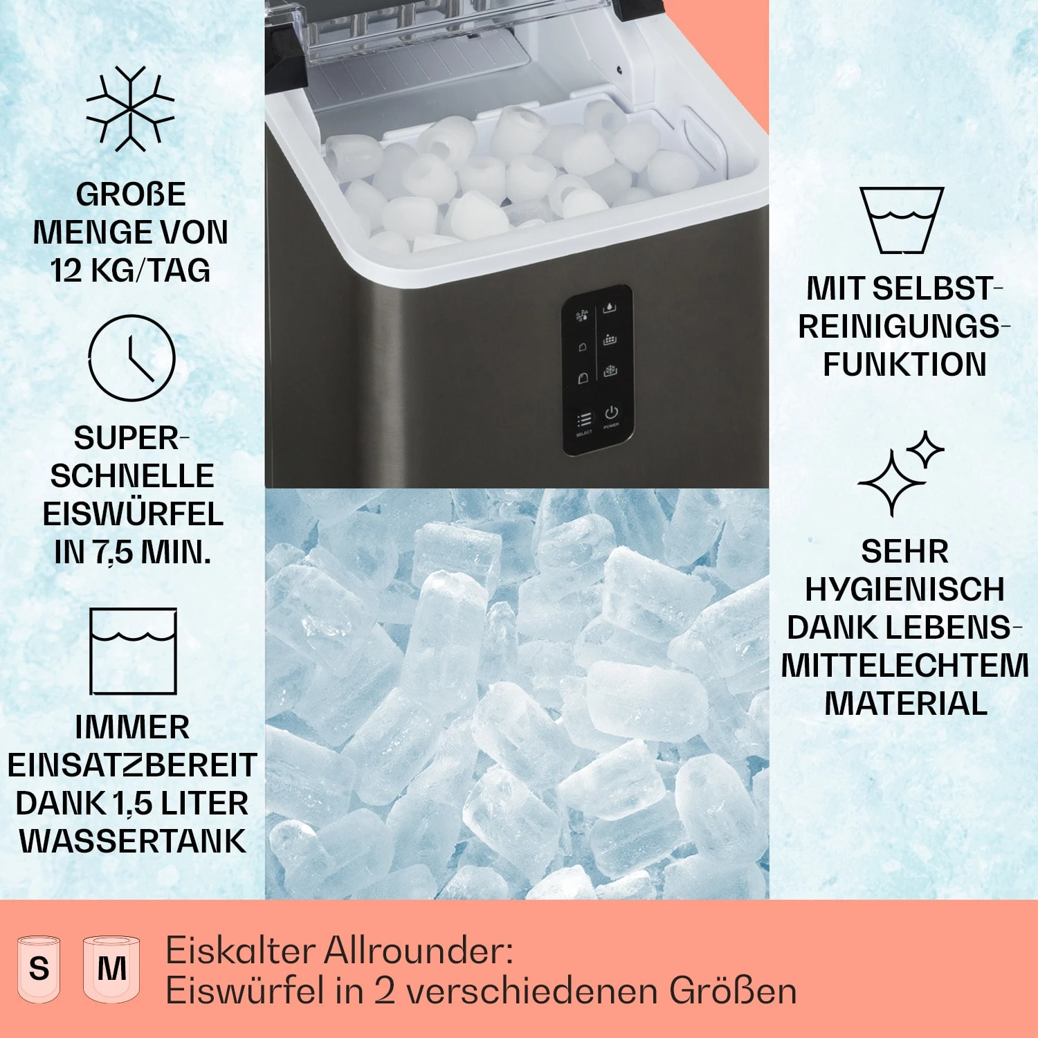 Albaron Supreme Eiswürfelmaschine Bullet 12kg/24h 1,5 Ltr Edelstahl Albaron Supreme Eiswürfelmaschine Bullet 12kg/24h 1,5 Ltr Edelstahl -Klarstein Verkaufs 10041360 de 0002 logo