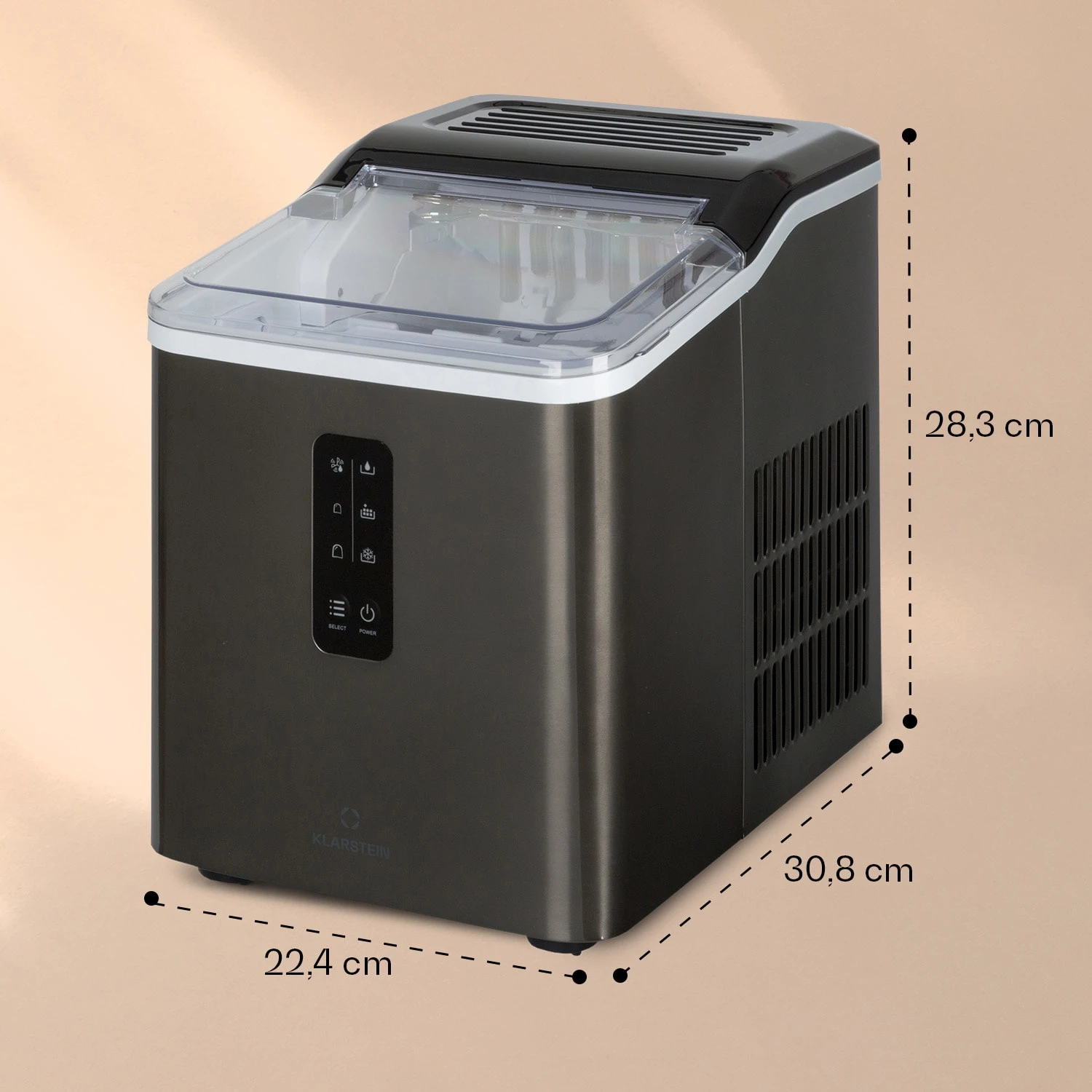 Albaron Supreme Eiswürfelmaschine Bullet 12kg/24h 1,5 Ltr Edelstahl Albaron Supreme Eiswürfelmaschine Bullet 12kg/24h 1,5 Ltr Edelstahl -Klarstein Verkaufs 10041360 yy 0007 dimensions