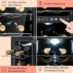 Shiraz 12 Duo Weinkühlschrank 2 Zonen 42L/12 Flaschen 5-12 / 12-18 °C Touch -Klarstein Verkaufs 10041361 de 0005 usp