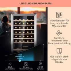 Vinamour 32 Uno Weinkühlschrank 1 Zone 95 L / 36 Flaschen 4-18°C Touch 3 Vinamour 32 Uno Weinkühlschrank 1 Zone 95 L / 36 Flaschen 4-18°C Touch -Klarstein Verkaufs 10041393 de 0004 usp
