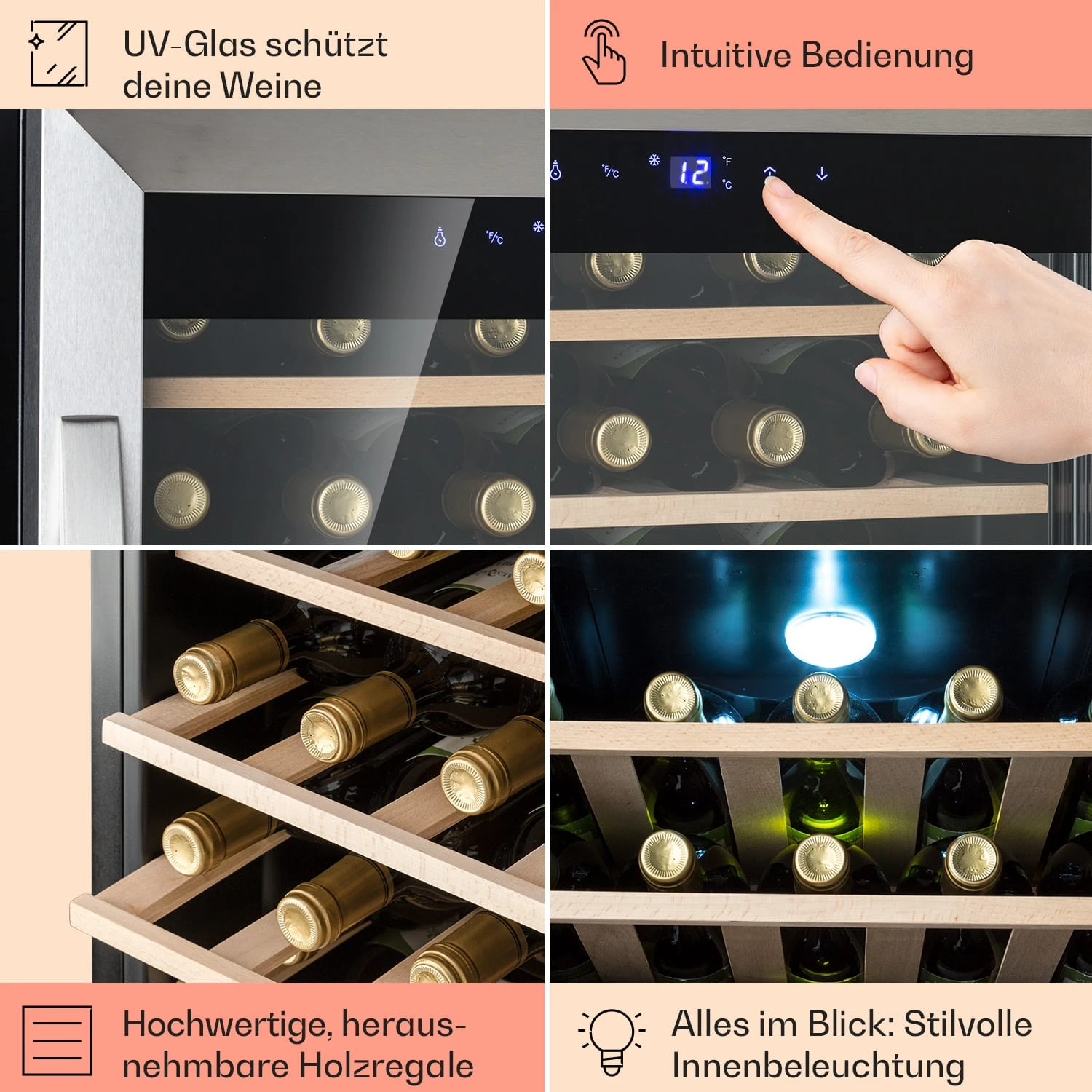 Vinamour 32 Uno Weinkühlschrank 1 Zone 95 L / 36 Flaschen 4-18°C Touch Vinamour 32 Uno Weinkühlschrank 1 Zone 95 L / 36 Flaschen 4-18°C Touch -Klarstein Verkaufs 10041393 de 0005 usp