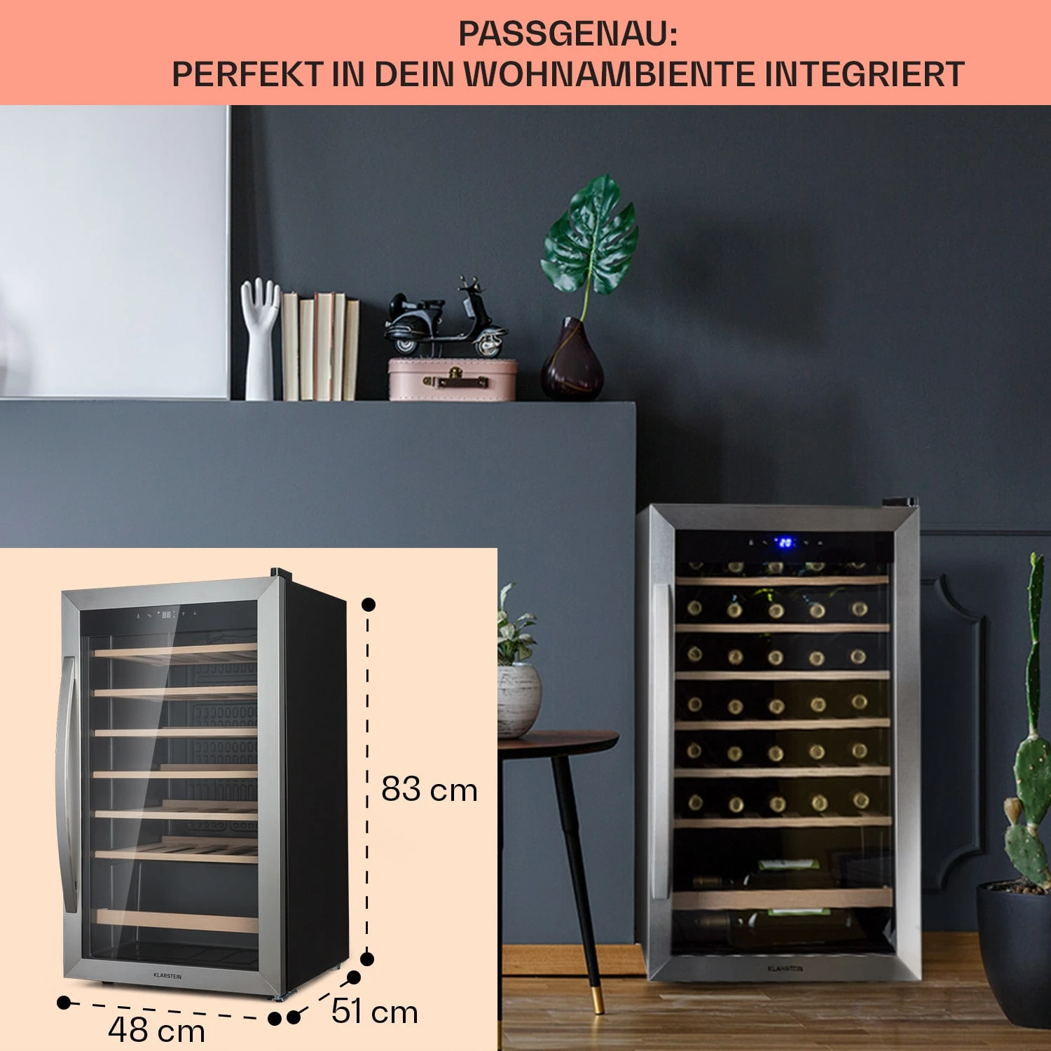 Vinamour 32 Uno Weinkühlschrank 1 Zone 95 L / 36 Flaschen 4-18°C Touch Vinamour 32 Uno Weinkühlschrank 1 Zone 95 L / 36 Flaschen 4-18°C Touch -Klarstein Verkaufs 10041393 de 0006 usp