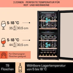 Vinamour 66 Duo Weinkühlschrank 2 Zonen 204 L/79 Flaschen 5-18°C Touch -Klarstein Verkaufs 10041394 de 0003 usp