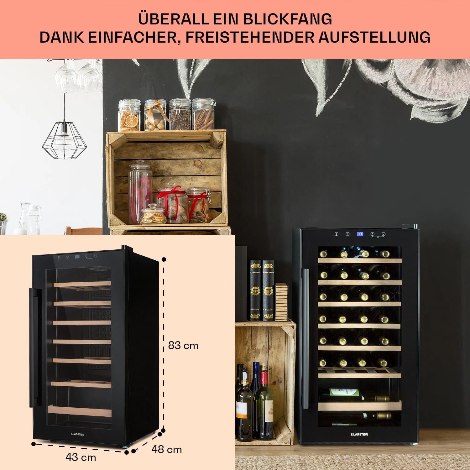 Barossa 29 Uno Weinkühlschrank 1 Zone 88 Ltr / 28 Fl Touch-Display Barossa 29 Uno Weinkühlschrank 1 Zone 88 Ltr / 28 Fl Touch-Display -Klarstein Verkaufs 10041397 de 0006 usp