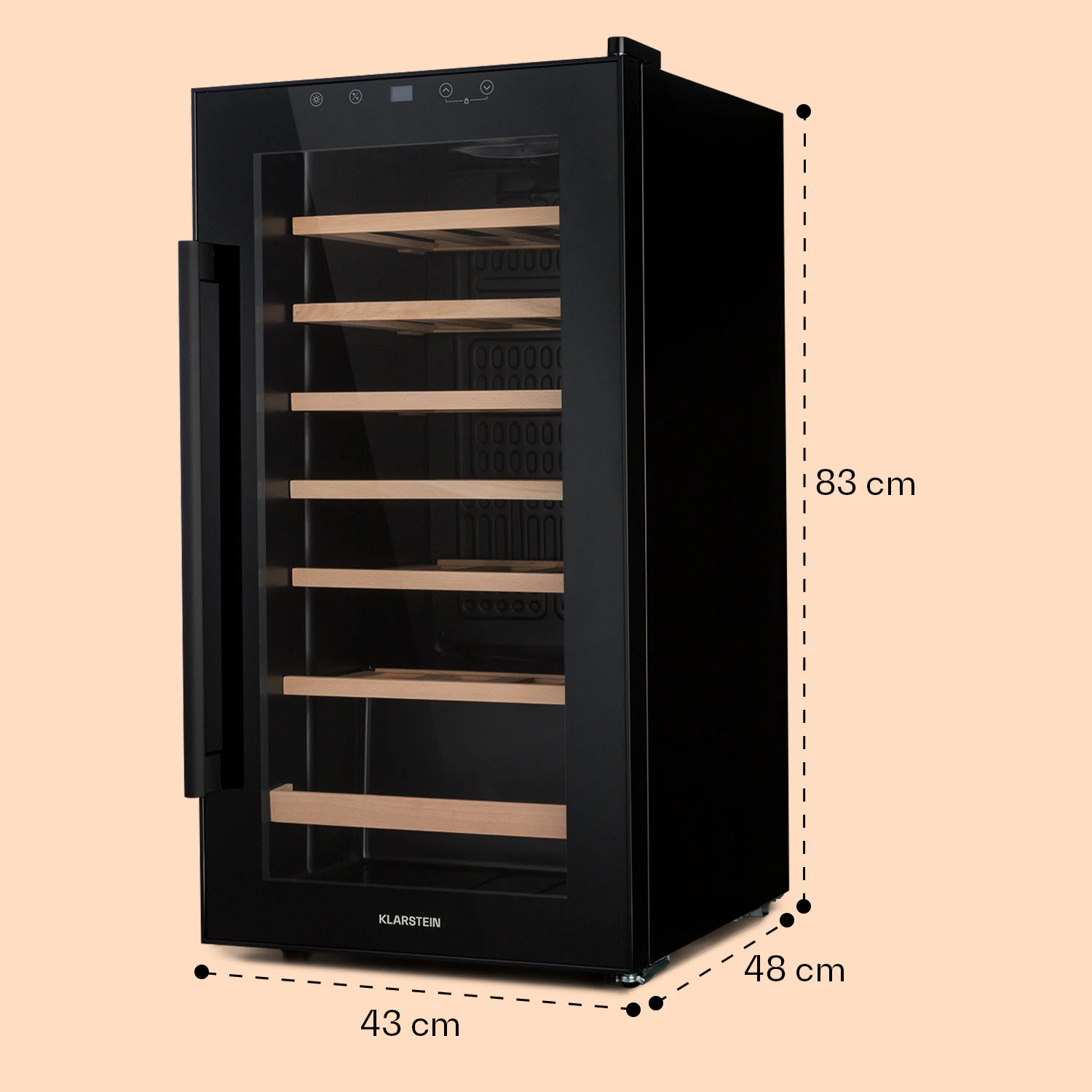 Barossa 29 Uno Weinkühlschrank 1 Zone 88 Ltr / 28 Fl Touch-Display Barossa 29 Uno Weinkühlschrank 1 Zone 88 Ltr / 28 Fl Touch-Display -Klarstein Verkaufs 10041397 yy 0008 dimensions