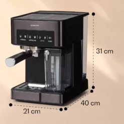 Arabica Comfort Espressomaschine 1350W 20 Bar 1,8l Touch-Bedienfeld -Klarstein Verkaufs 10041523 yy 0011 dimensions