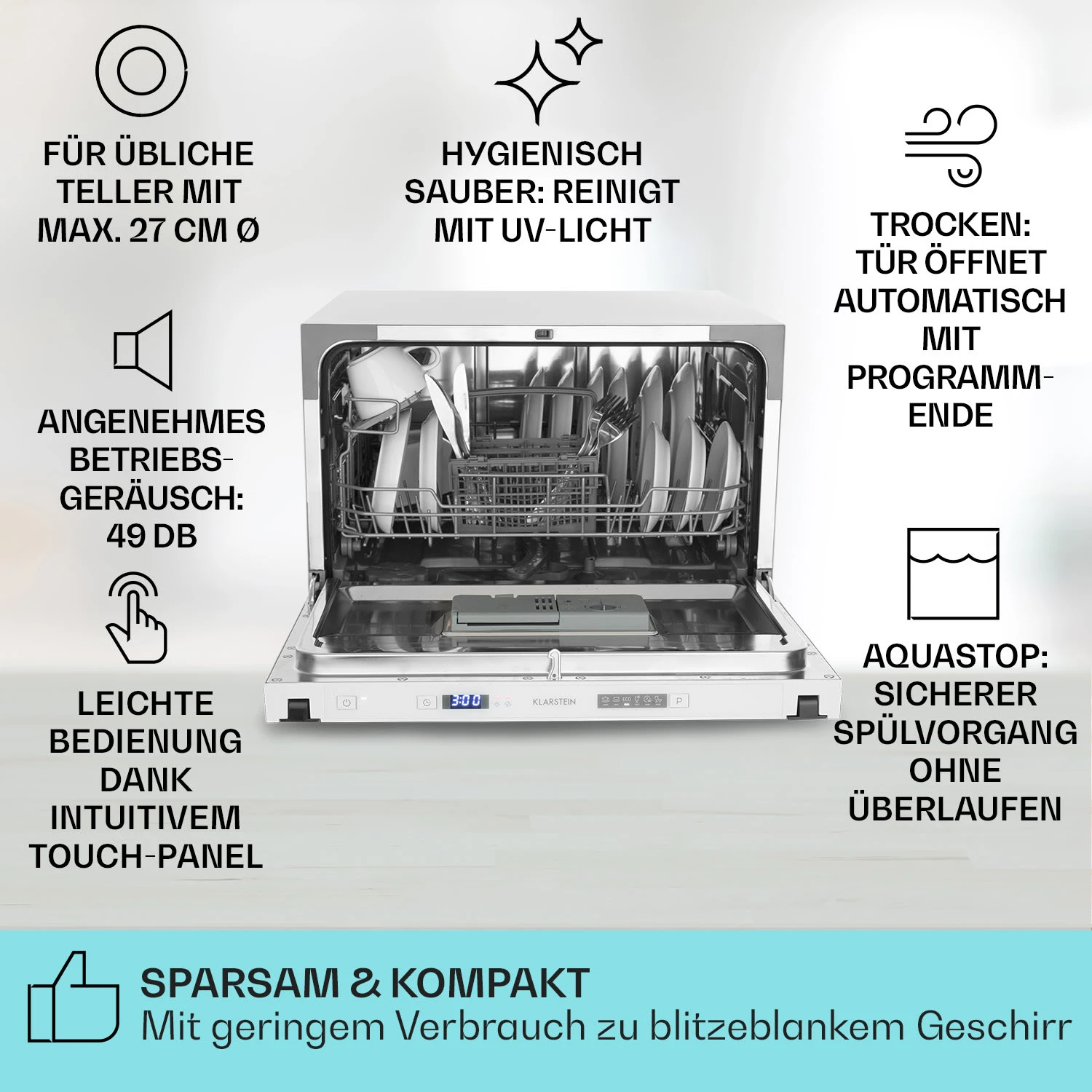 Havasia UV 6 Secret Einbau-Geschirrspüler UV-Licht 6 Programme Havasia UV 6 Secret Einbau-Geschirrspüler UV-Licht 6 Programme -Klarstein Verkaufs 10041826 de 0002 usp