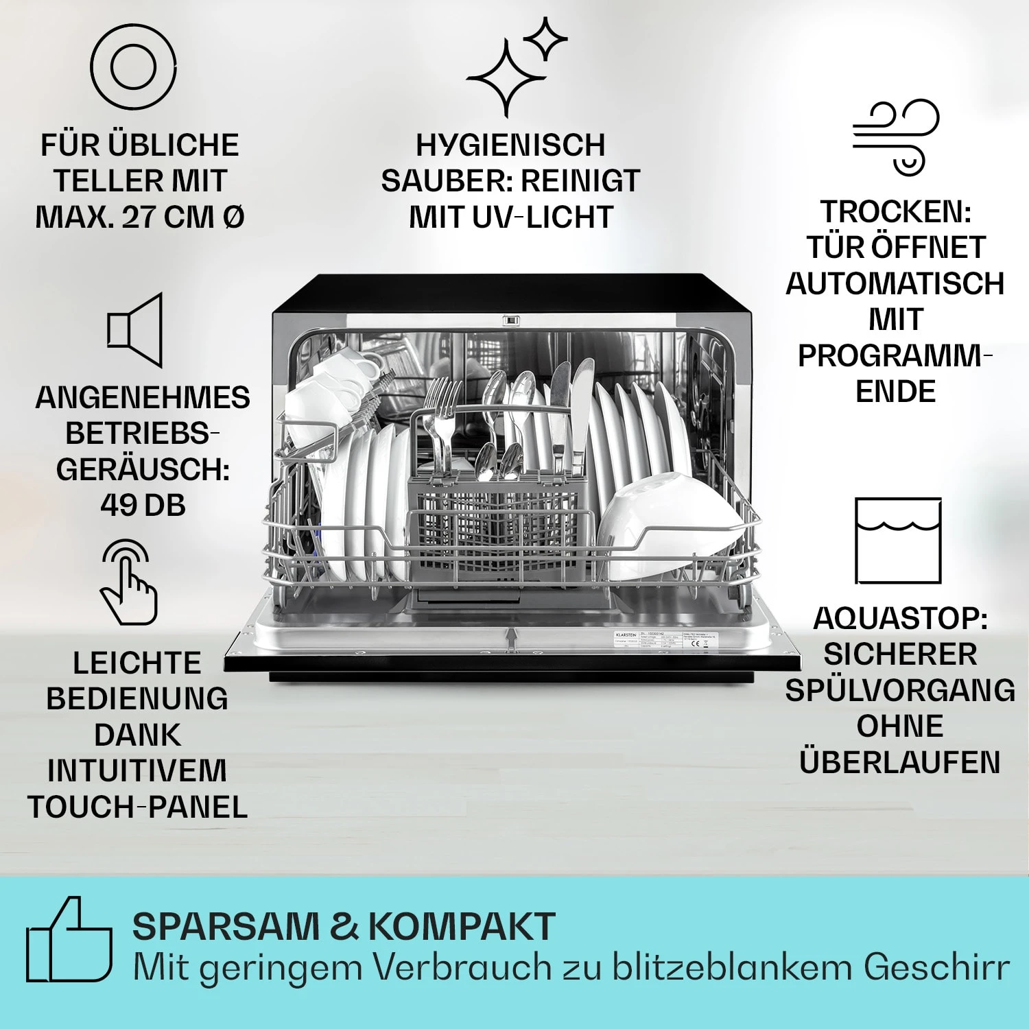 Havasia UV 8 Geschirrspüler UV-Licht freistehend / Einbau 1620W Havasia UV 8 Geschirrspüler UV-Licht Freistehend / Einbau 1620W -Klarstein Verkaufs 10041829 de 0002 usp