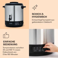 Abbey 25 Einkochautomat Getränkespender 25L 100°C 180min Edelstahl -Klarstein Verkaufs 10041838 de 0004 logo