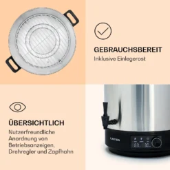 Abbey 25 Einkochautomat Getränkespender 25L 100°C 180min Edelstahl -Klarstein Verkaufs 10041838 de 0006 logo