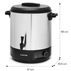Abbey 25 Einkochautomat Getränkespender 25L 100°C 180min Edelstahl -Klarstein Verkaufs 10041838 yy 0008 dimensions