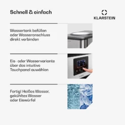 Aqueous Eiswürfelmaschine 3-in-1: Eiswürfel, Wasserspender: Heiß & Kalt 20 Kg/24h -Klarstein Verkaufs 10041845 de 0004 usp