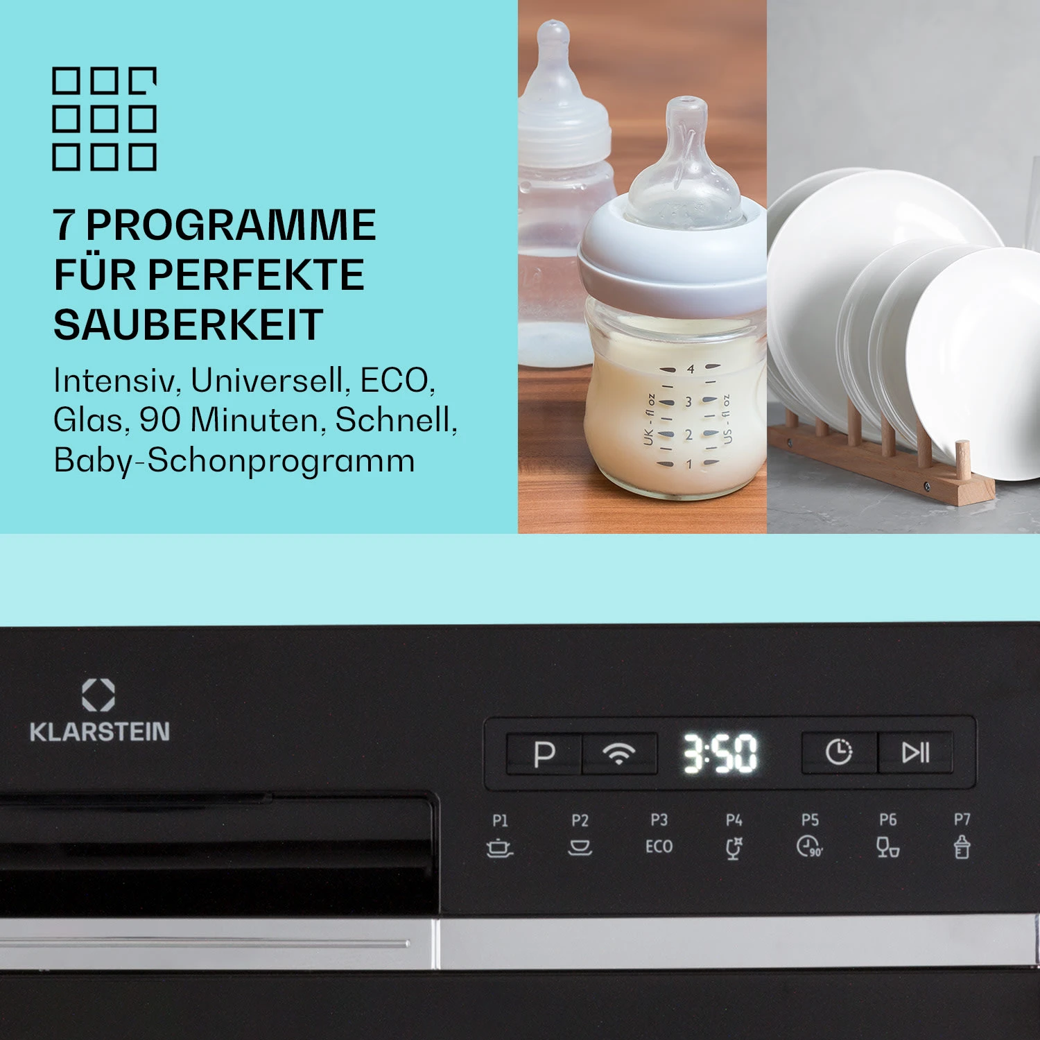 Amazonia 6 Smart Geschirrspüler App-Steuerung freistehend 1380W Amazonia 6 Smart Geschirrspüler App-Steuerung Freistehend 1380W -Klarstein Verkaufs 10041886 de 0003 usp