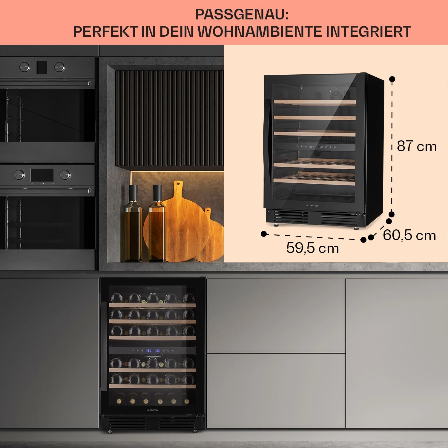 Vinovilla 50 Duo Zweizonen-Weinkühlschrank 53l 17 Fl. 3-Farben Glastür Vinovilla 50 Duo Zweizonen-Weinkühlschrank 53l 17 Fl. 3-Farben Glastür -Klarstein Verkaufs 10041899 de 0006 usp