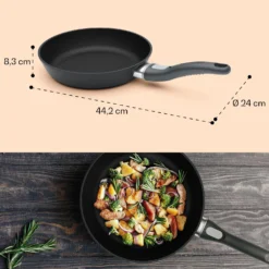 Noto Endurance Bratpfanne Ø24 Cm Geschmiedetes Aluminium Abnehmbarer Griff -Klarstein Verkaufs 10045002 yy 0009 dimensions