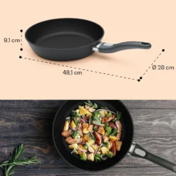 Noto Endurance Bratpfanne Ø28 Cm Geschmiedetes Aluminium Abnehmbarer Griff -Klarstein Verkaufs 10045003 yy 0009 dimensions