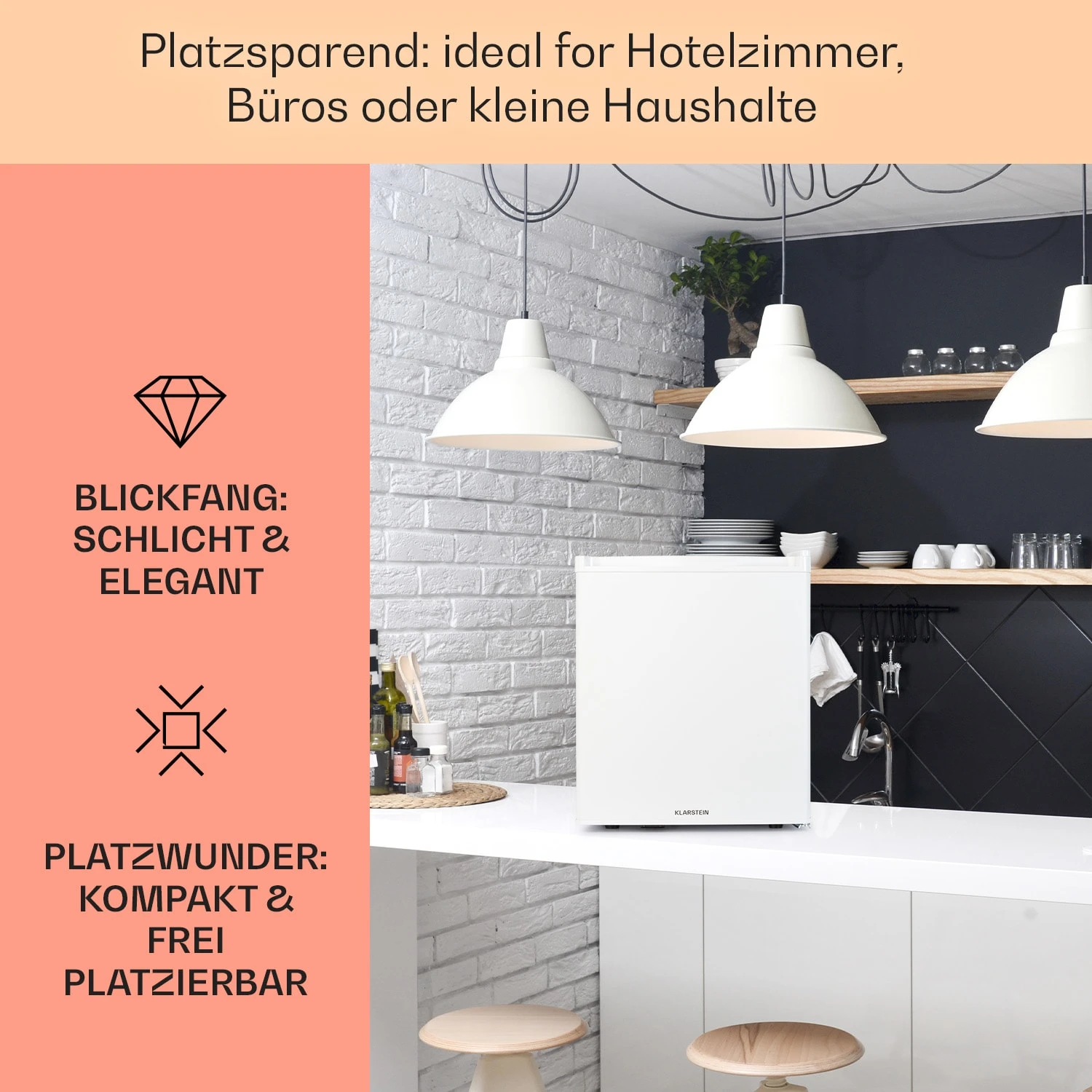 Happy Hour 38 Mini-Kühlschrank Minibar 38 Liter 26 dB Happy Hour 38 Mini-Kühlschrank Minibar 38 Liter 26 DB -Klarstein Verkaufs 10045047 de 0003 usp