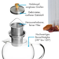 Sencha Teekanne 1,8 L Edelstahl-Siebeinsatz Borosilikatglas Deckel -Klarstein Verkaufs 10045057 de 0006 logo