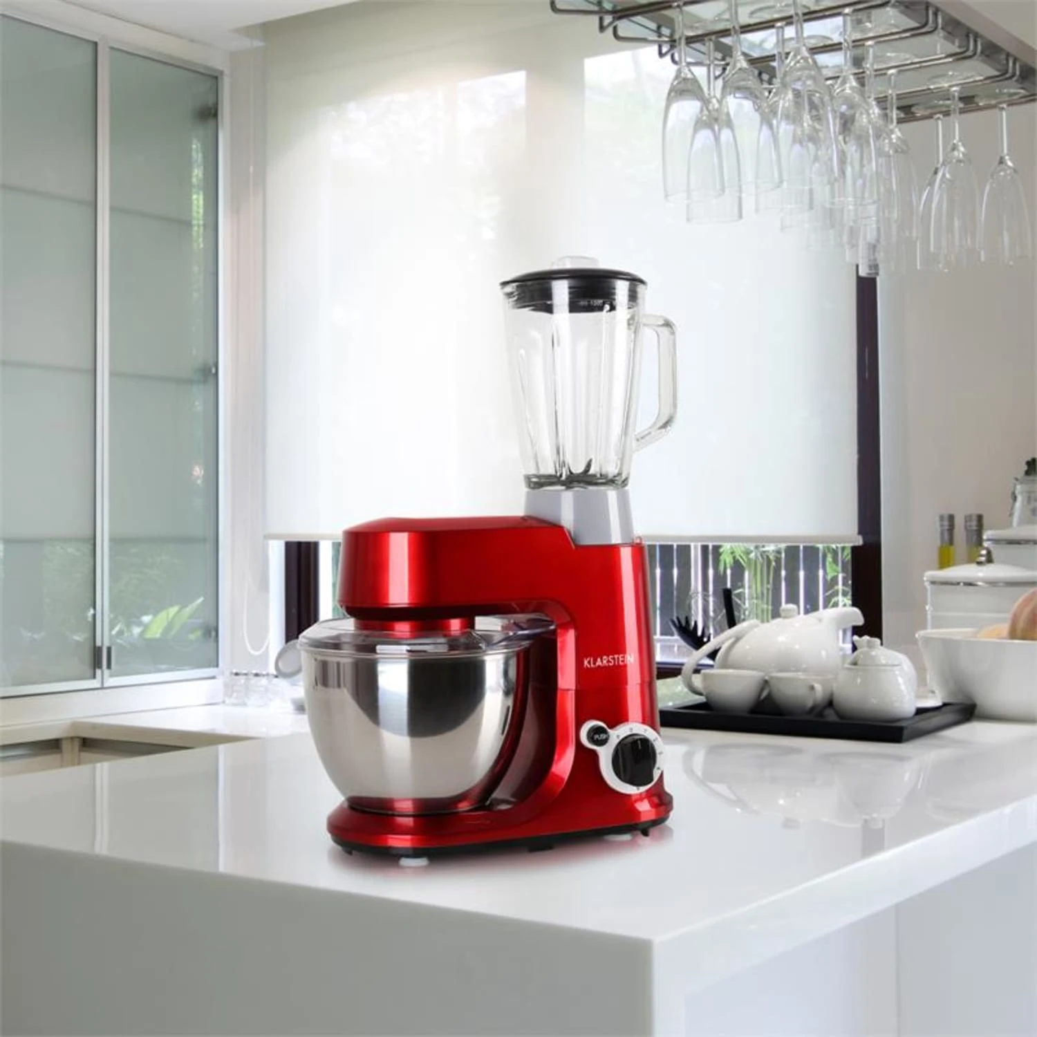 Carina Rossa Set 800W Küchenmaschine plus 1,5L Blender Krug Carina Rossa Set 800W Küchenmaschine Plus 1,5L Blender Krug -Klarstein Verkaufs 60000778 yy 0009 ambient Klarstein SET Carina Rossa Kuechenmaschine reedit