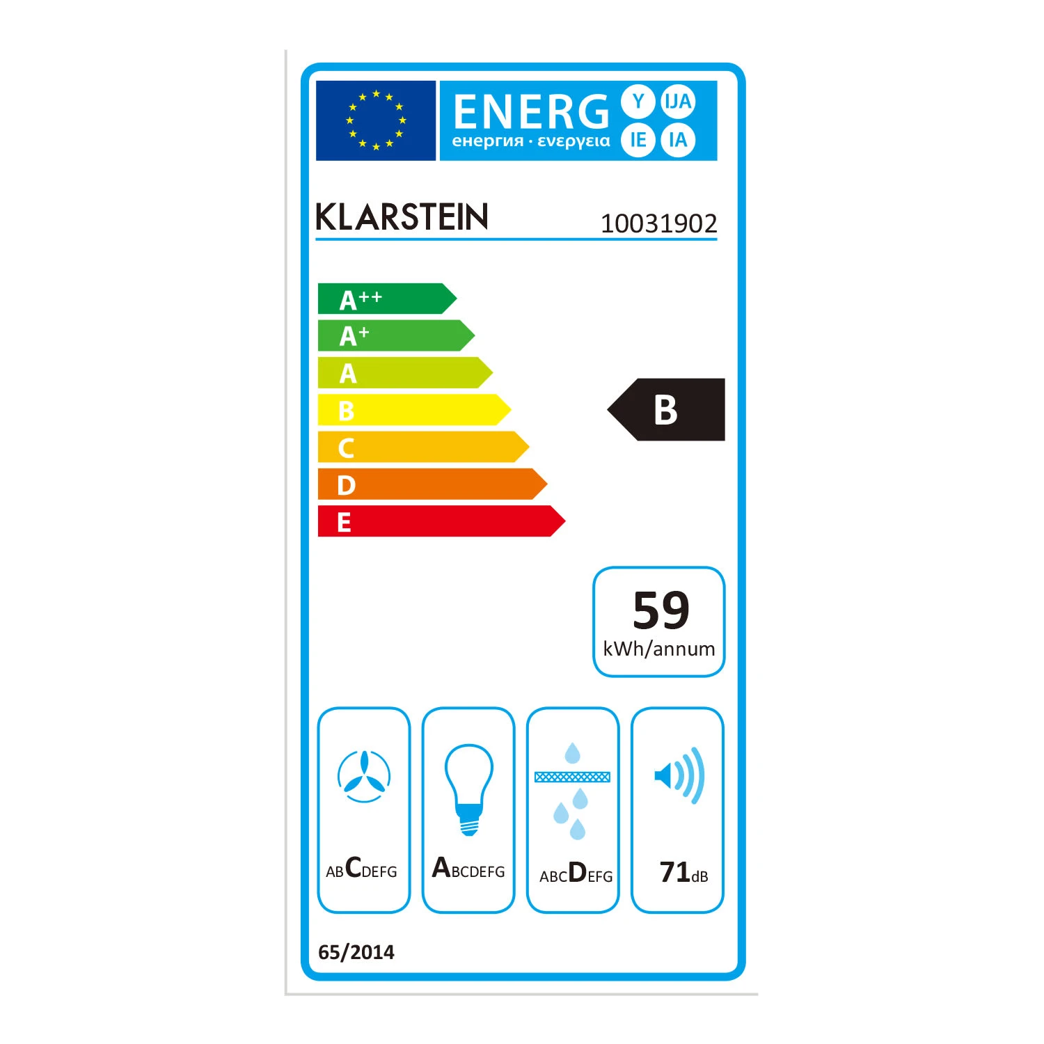 Balzac Dunstabzugshaube Umluftset 60cm 640m³/h Aktivkohlefilter Balzac Dunstabzugshaube Umluftset 60cm 640m³/h Aktivkohlefilter -Klarstein Verkaufs 60002283 energy label