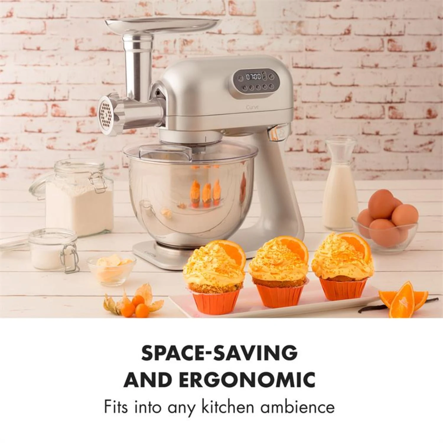 Curve Plus Küchenmaschinen-Set | 5l | 4-in-1 Fleischwolf | silber Curve Plus Küchenmaschinen-Set | 5l | 4-in-1 Fleischwolf | Silber -Klarstein Verkaufs 60002330 yy 0002 logo Klarstein Curve Plus Kuechenmaschinen Set silber