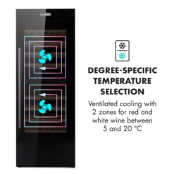 Barossa 77 Duo Weinkühlschrank-Set 2 Zonen 191L/77Fl. Weinglasregal -Klarstein Verkaufs 60002418 yy 0006 logo Klarstein Barossa 77 Duo Weinkuehlschrank schwarz