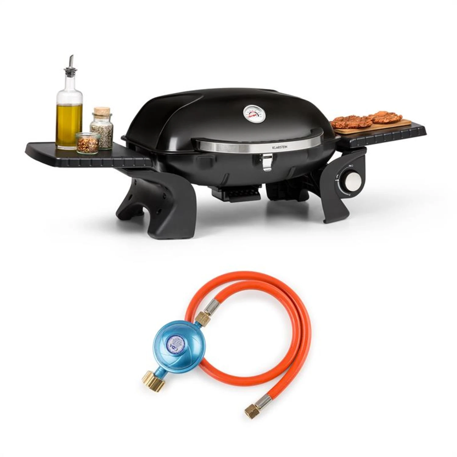 Parforce One 3,5kW 12000BTU 300°C SNJS Gasschlauch schwarz Parforce One 3,5kW 12000BTU 300°C SNJS Gasschlauch Schwarz -Klarstein Verkaufs 60002427 yy 0001 titel Klarstein Parforce 12000BTU Zubehoer Set Black