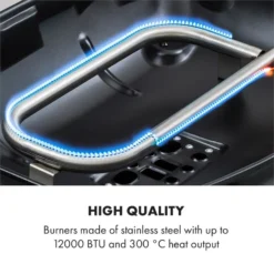 Parforce One 3,5kW 12000BTU 300°C SNJS Gasschlauch Schwarz 4 Parforce One 3,5kW 12000BTU 300°C SNJS Gasschlauch Schwarz -Klarstein Verkaufs 60002427 yy 0005 logo Klarstein Parforce One Gasgrill 12000BTU schwarz