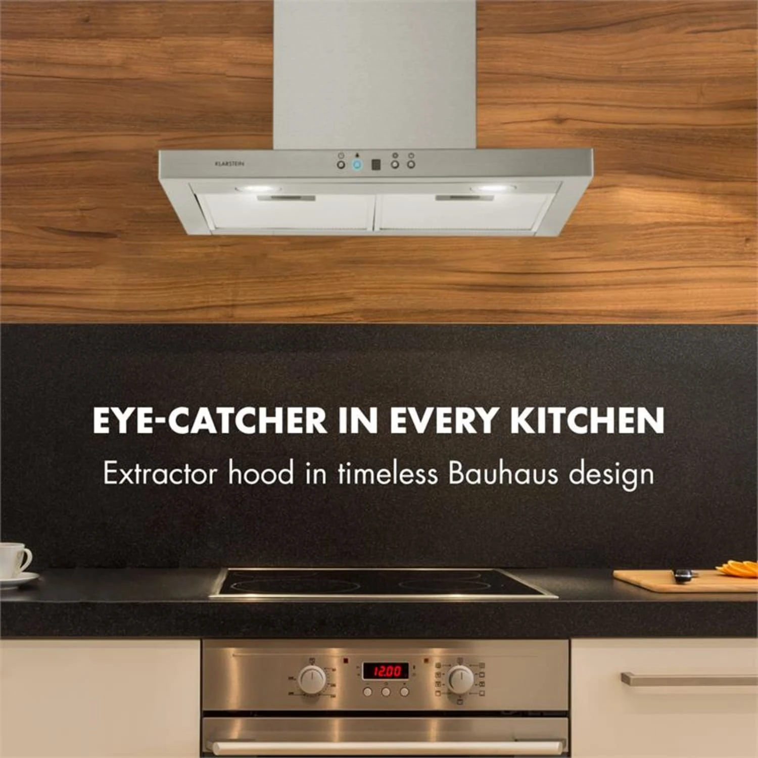 Klarstein Kalahari Limelight Einbau-Set Backofen + Abzugshaube 68Ltr 600 m³/h schwarz Edelstahl Klarstein Kalahari Limelight Einbau-Set Backofen + Abzugshaube 68Ltr 600 M³/h Schwarz Edelstahl -Klarstein Verkaufs 60002587 yy 0007 logo Klarstein Limelight Dunstabzugshaube 60cm silber