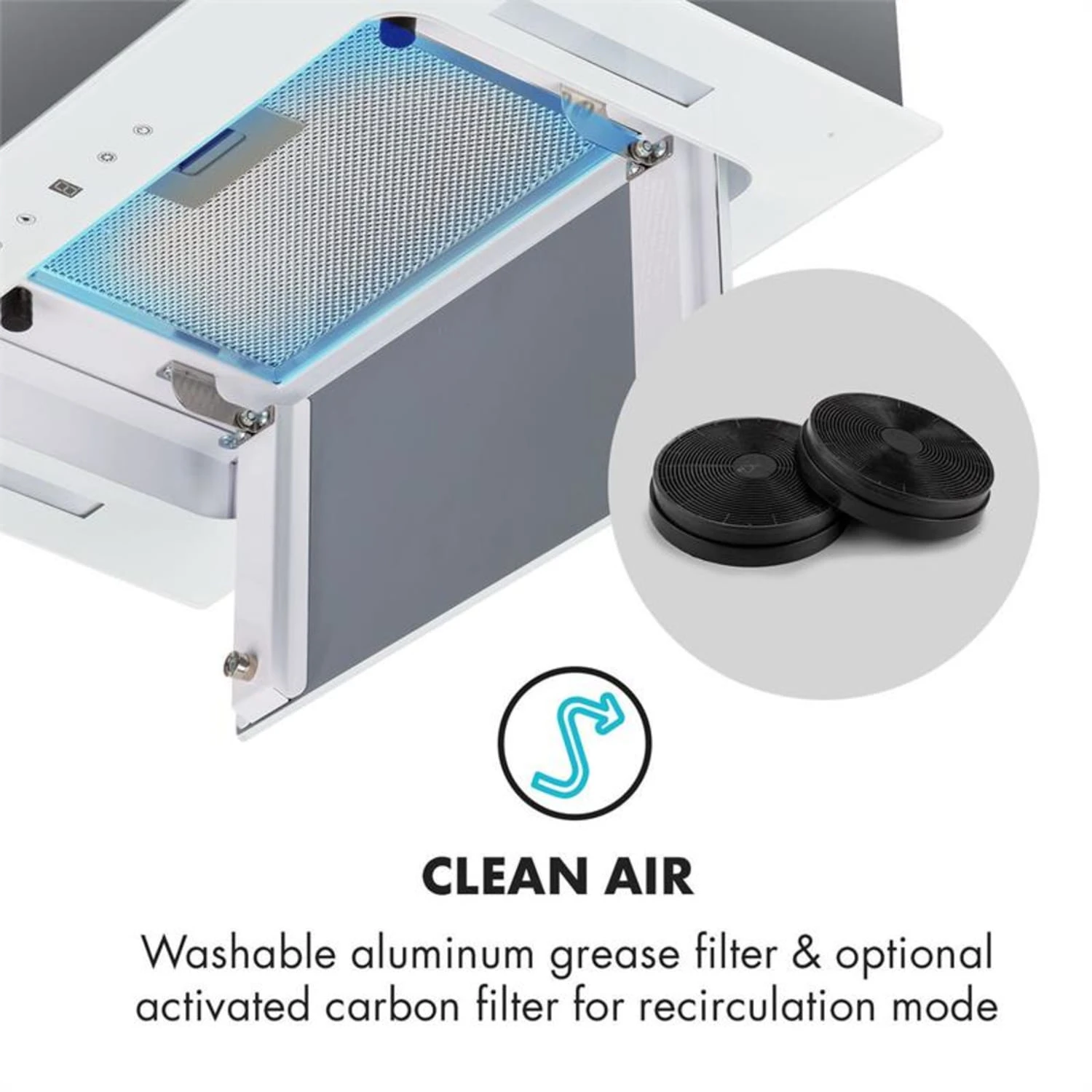 Gusteau Hektor Einbau-Set Backofen + Unterbau-Haube 2950W 64Ltr 530 m³/h weiß Edelstahl Gusteau Hektor Einbau-Set Backofen + Unterbau-Haube 2950W 64Ltr 530 M³/h Weiß Edelstahl -Klarstein Verkaufs 60002592 yy 0010 logo Klarstein Hektor Dunstabzugshaube Einbau weiss reedit