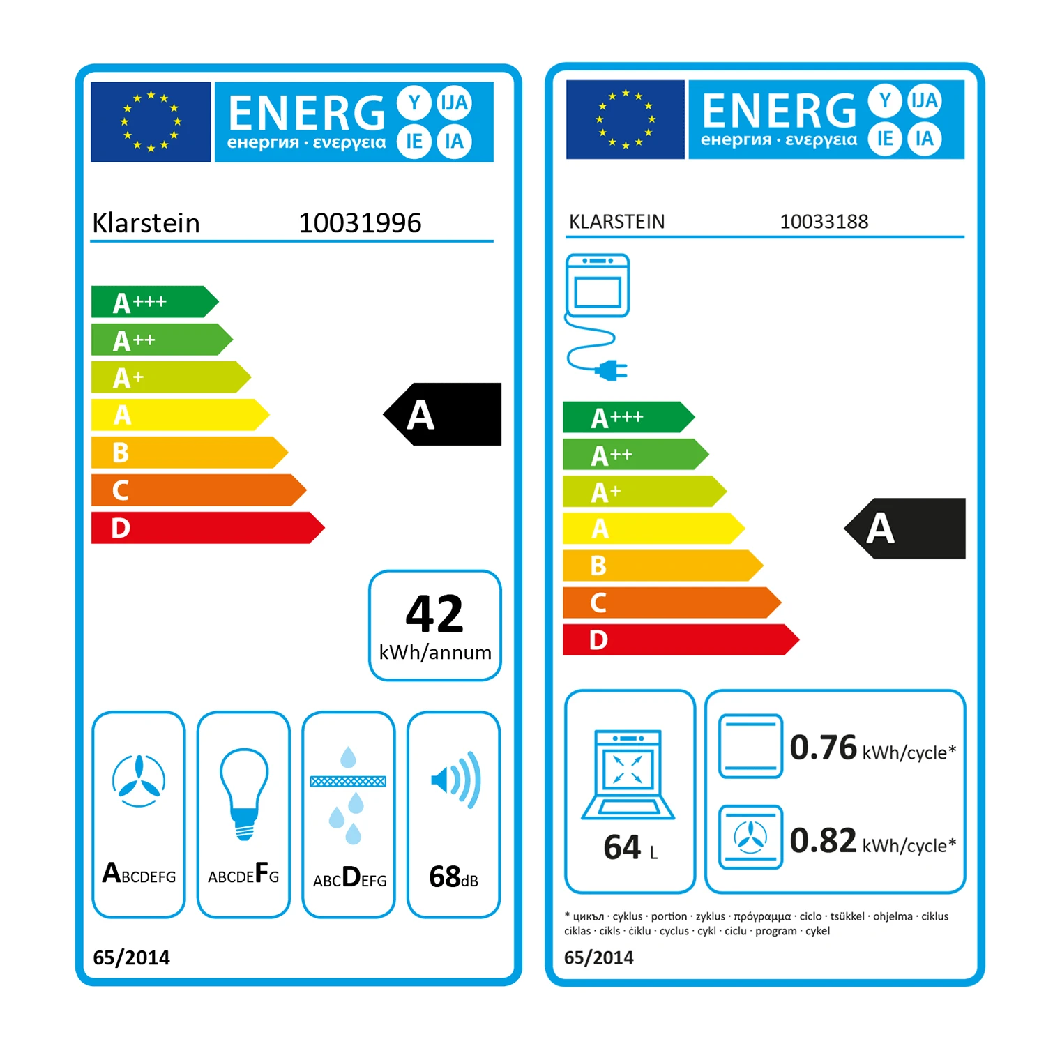 Gusteau Remy Einbau-Set Backofen + Einbau-Haube 2950W 64Ltr 620 m³/h schwarz Edelstahl Gusteau Remy Einbau-Set Backofen + Einbau-Haube 2950W 64Ltr 620 M³/h Schwarz Edelstahl -Klarstein Verkaufs 60002597 energy label