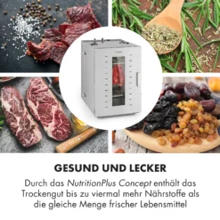 Master Jerky 16 Dörrautomat + Fleischhaken Set 1500W 40-90 °C 15h-Timer Edelstahl Silber -Klarstein Verkaufs 60002668 de 0005 logo