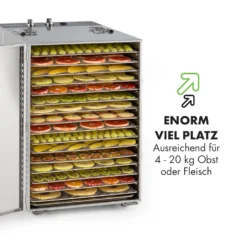 Master Jerky 16 Dörrautomat + Fleischhaken Set 1500W 40-90 °C 15h-Timer Edelstahl Silber -Klarstein Verkaufs 60002668 de 0006 logo