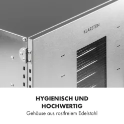 Master Jerky 16 Dörrautomat + Fleischhaken Set 1500W 40-90 °C 15h-Timer Edelstahl Silber -Klarstein Verkaufs 60002668 de 0007 logo